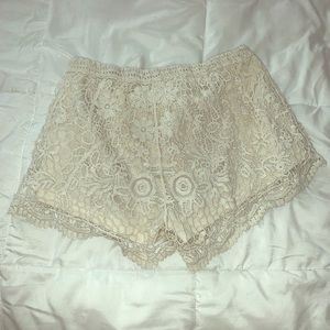 Lace shorts.